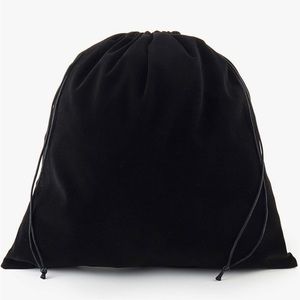 Set of 5 black velvet drawstring dust bags 14x14